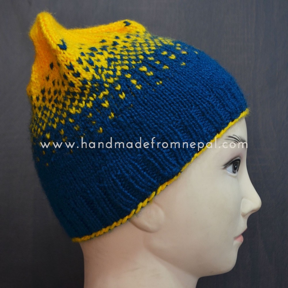 komme køkken Jo da Blue gradient Hand Knitted Woolen Beanie crochet hat handmade in Nepal