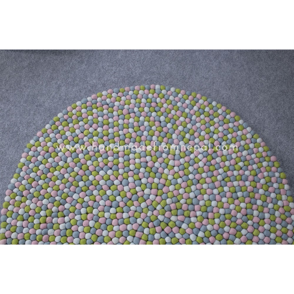 Pale Color Mix Felt Ball Rug Rug Size 100cm