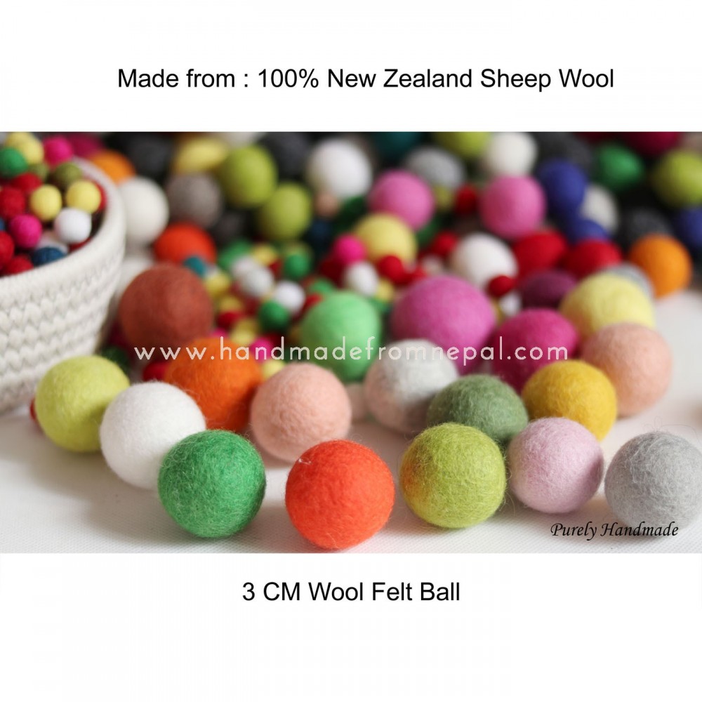 3cm felt ball, felt ball, pompom Color 1