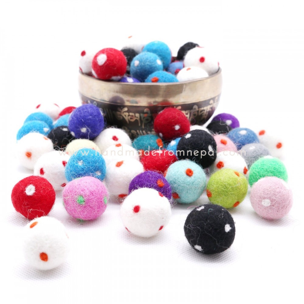 100% Wool Felt Balls -50pcs Hand-Felted Pom Poms for Decoration DIY and Creative Crafts, Blue