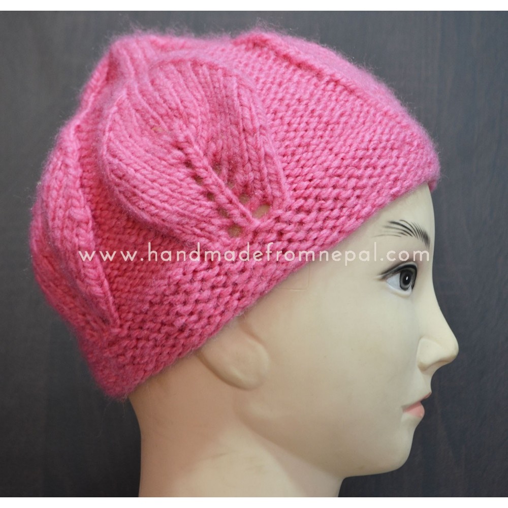 effektivitet censur Føde Pink Hand Knitted Woolen Beanie crochet hat handmade in Nepal